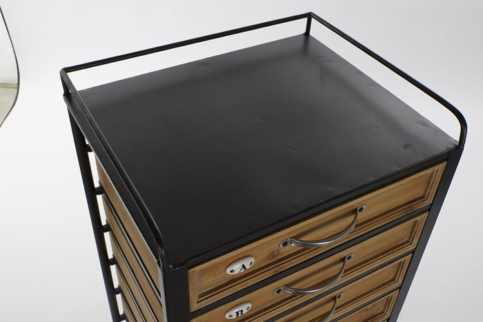 DKD Home Decor Cajonera Vintage 12 Cajones Negro Natural 33 x 122 x 40 cm