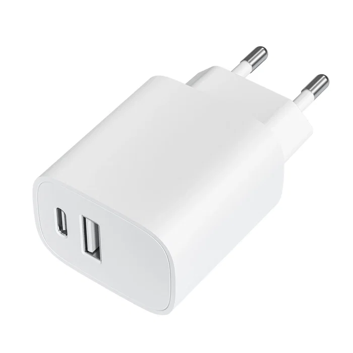 Leotec LECSPH20W2W - Cargador de Pared 20W Carga Rápida PD 3.0 con 1 Puerto USB-C y 1 Puerto USB-A, para Smartphone y Tableta