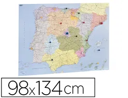 Faibo Mapa Mural España y Portugal Autonómico Plastificado Enrollado 98x134 cm