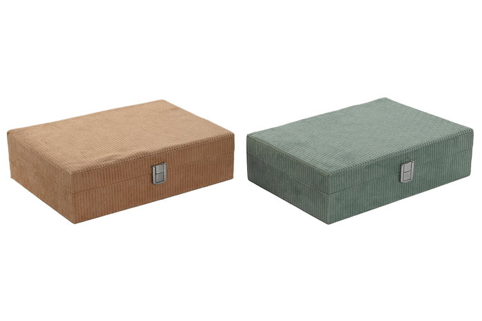 Joyero Glam DKD Home Decor Verde Marron Claro 19 x 7 x 28 cm (4 Unidades)