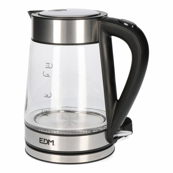 Edm Hervidor de agua de cristal y acero inoxidable 1,7 l 1850-2200W Edm Hervidor de agua de cristal y acero inoxidable 1,7 l 1850-2200W