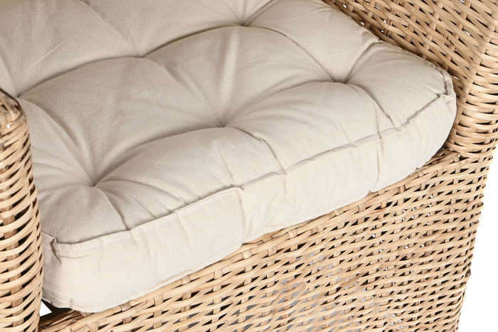 DKD Home Decor Sillón Bali Natural Ratán 64 x 86 x 67 cm Hecho a Mano con Cojín