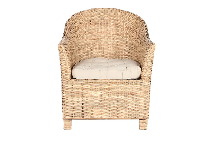 DKD Home Decor Sillón Bali Natural Ratán 64 x 86 x 67 cm Hecho a Mano con Cojín