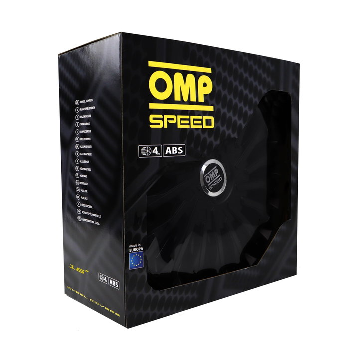 Omp Tapacubos Stinger Juego de 4 ABS Negro 16 Pulgadas OMPS07021601