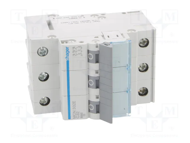 HAGER MCN332E Interruptor magnetotérmico 3 polos 32A 6kA HAGER MCN332E Interruptor magnetotérmico 3 polos 32A 6kA