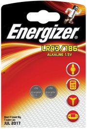 Energizer Pila Botón Alcalina LR43 1,5V Blister 2 Unidades