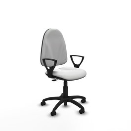 Silla de oficina Algarra con mecanismo Contacto permanente básico tapizada con Tela color Blanco. Equipada con Base poliamida negra, Brazos fijos y Ruedas de parqué