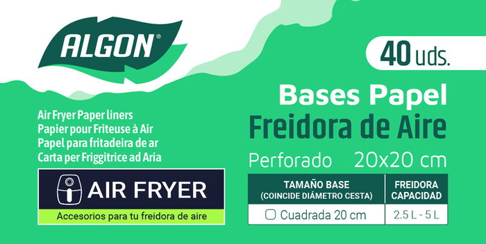 Inde Set 40 Papeles Airfryer Perforados Cuadrados 20 cm (24 Unidades)