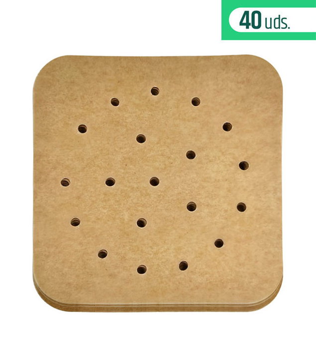 Inde Set 40 Papeles Airfryer Perforados Cuadrados 20 cm (24 Unidades)
