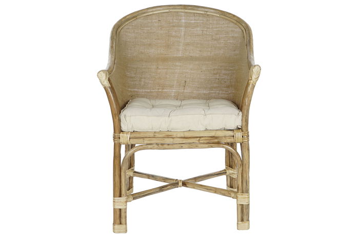 DKD Home Decor Sillon Bali 24 radhika Colonial Marron Blanco Ratán Algodón 66 x 88 x 63 cm