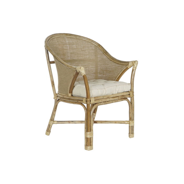 DKD Home Decor Sillón de Ratán y Algodón con Cojín Natural