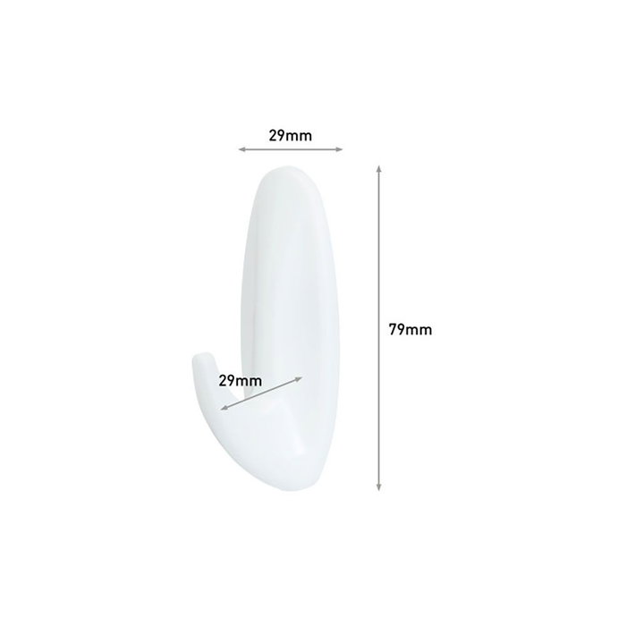 3M Command Gancho de Diseño Mediano, Blanco, 29 x 79 x 29 mm, 2 Unidades + 4 Tiras, Carga Máx. 1.3 kg, Ref. 17081spig