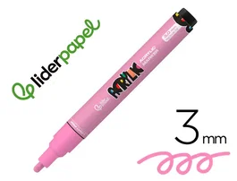 Liderpapel Rotulador Acrílico Base Agua, Punta Redonda 3 mm, Todo Tipo de Superficie, Rosa Claro
