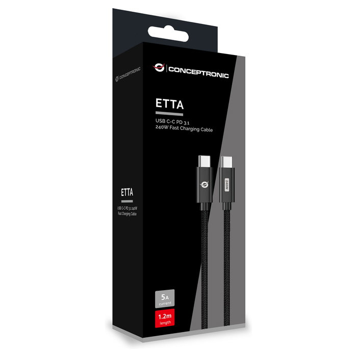 Conceptronic Cable USB-C a USB-C 240W 1,2 m Negro Conceptronic Cable USB-C a USB-C 240W 1,2 m Negro