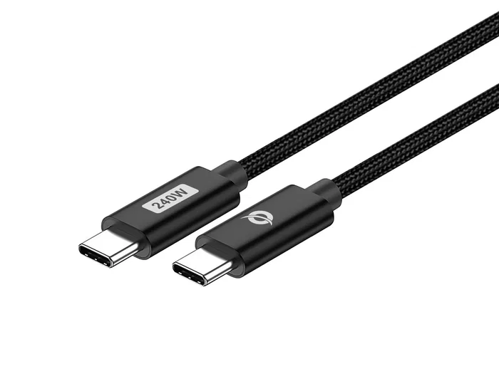 Conceptronic ETTA03B12 Cable USB-C Macho a Macho 1.2m, PD 3.1 hasta 240W (48V/5A), USB 2.0 480 Mbps, e-Mark, Color Negro