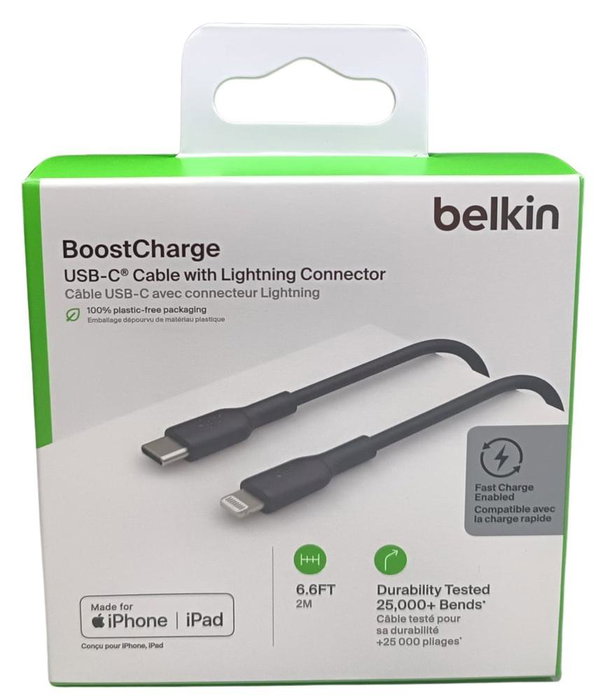 Belkin Cable Lightning a USB-C 2 metros Negro CAA003BT2MBK