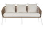 DKD Home Decor Sofá Terraza y Jardín Set de 4 Blanco Beige Aluminio Poliéster Cuerda 151.5 x 72 x 70 cm