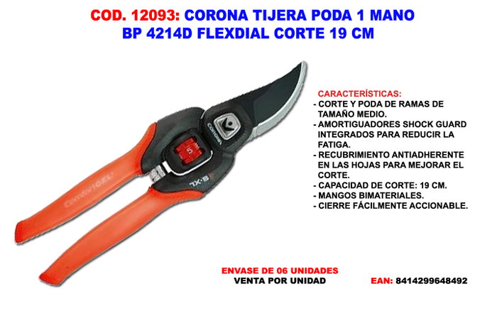CORONA Tijera de Poda BP 4214D Flexdial 19 cm CORONA Tijera de Poda BP 4214D Flexdial 19 cm