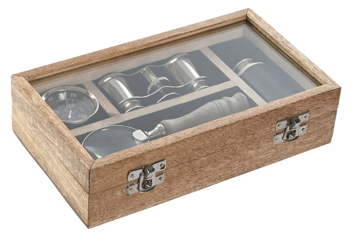 DKD Home Decor Set de 4 Piezas Vintage Regalo Brujula Lupa Prismaticos Catalejo Marron 22 x 13 x 6 cm DKD Home Decor Set de 4 Piezas Vintage Regalo Brujula Lupa Prismaticos Catalejo Marron 22 x 13 x 6 cm