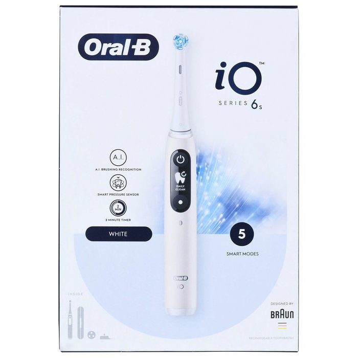 Oral-B iO 6 blanco con tecnología magnética y estuche de transporte