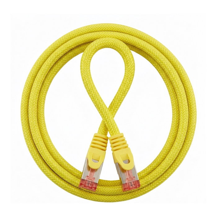 Python Cat.6 Patchkabel mit Nylongeflecht gelb 5m Python Cat.6 Patchkabel mit Nylongeflecht gelb 5m