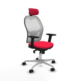 PIQUERAS Y CRESPO Silla de oficina Jorquera Roja y Blanca con Mecanismo Sincro