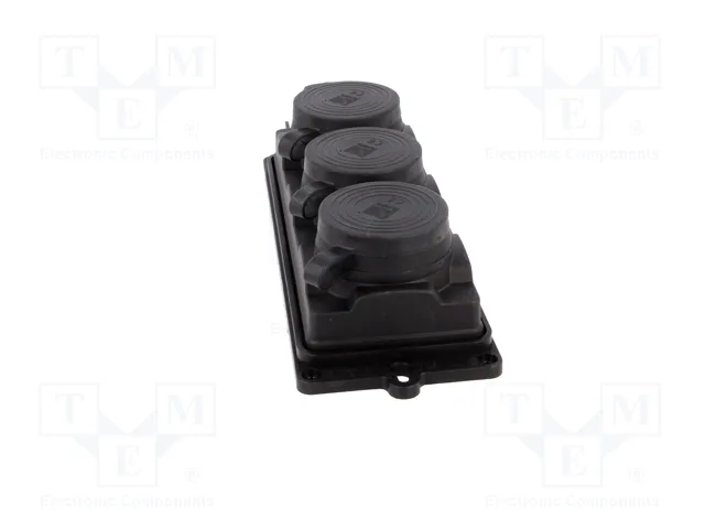 PAWBOL Tomacorriente Schuko 3x 2P+PE 16A 250V Negro
