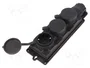 PAWBOL Tomacorriente Schuko 3x 2P+PE 16A 250V Negro