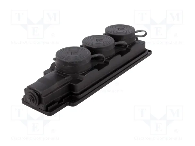 PAWBOL Tomacorriente Schuko 3x 2P+PE 16A 250V Negro
