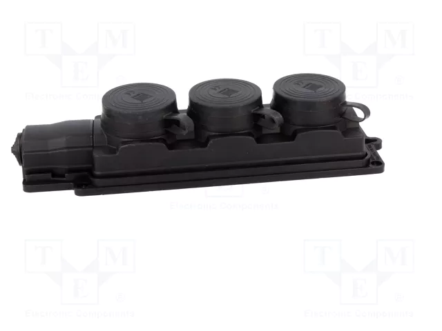 PAWBOL Tomacorriente Schuko 3x 2P+PE 16A 250V Negro