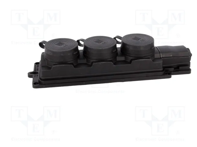 PAWBOL Tomacorriente Schuko 3x 2P+PE 16A 250V Negro