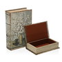 Caja Decorativa Versa Libro Flores Lienzo Madera MDF 7 x 27 x 18 cm