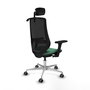 PIQUERAS Y CRESPO Silla de oficina Mardos Verde esmeralda y Negro con mecanismo Sincro/Traslack, Brazos 3D y Cabecero 2D, Ruedas 65 mm para parqué