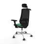 PIQUERAS Y CRESPO Silla de oficina Mardos Verde esmeralda y Negro con mecanismo Sincro/Traslack, Brazos 3D y Cabecero 2D, Ruedas 65 mm para parqué