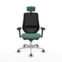 PIQUERAS Y CRESPO Silla de oficina Mardos Verde esmeralda y Negro con mecanismo Sincro/Traslack, Brazos 3D y Cabecero 2D, Ruedas 65 mm para parqué