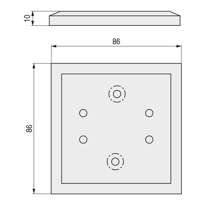 RUJZ Placa Cr Para Insertar Con Quaron Para Mesas De Cristal 80x80