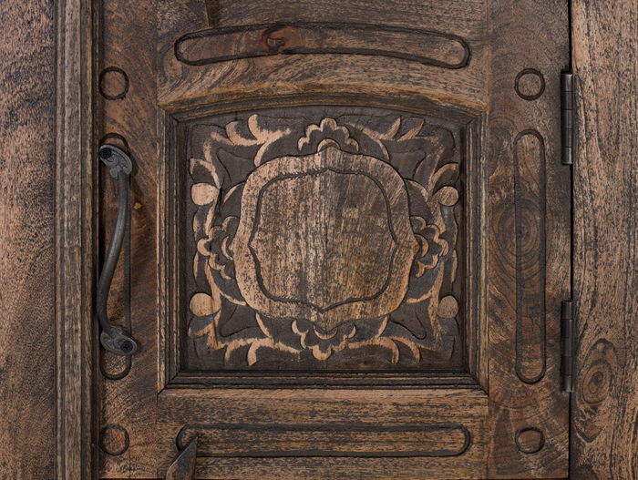 Giner y Colomer Mesita de Noche Madera de Mango Maciza Acabado Rústico