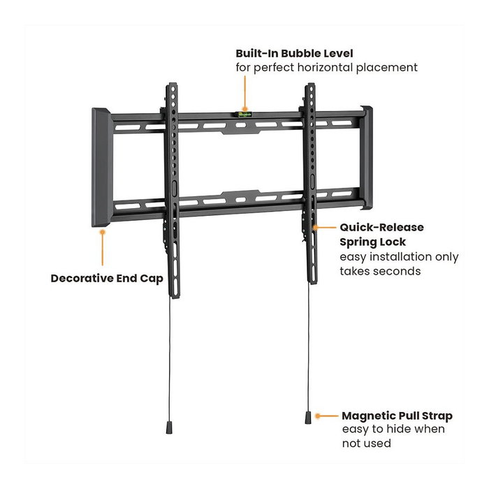 VALUE Soporte de TV para pared, fijo, para pantallas de 37 a 80 pulgadas, soporte hasta 75 kg, color negro