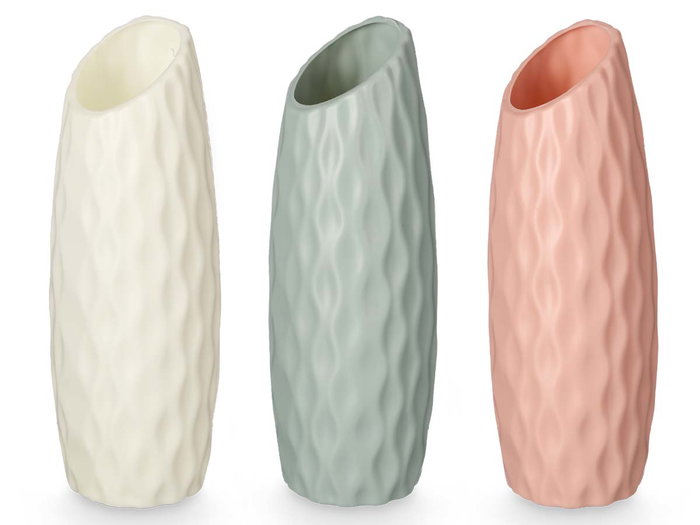 Giftdecor Jarrón Cónico Plástico Puntos Corte 20,5 cm Surtido Colores Blanco, Gris, Rosa (Set de 24)