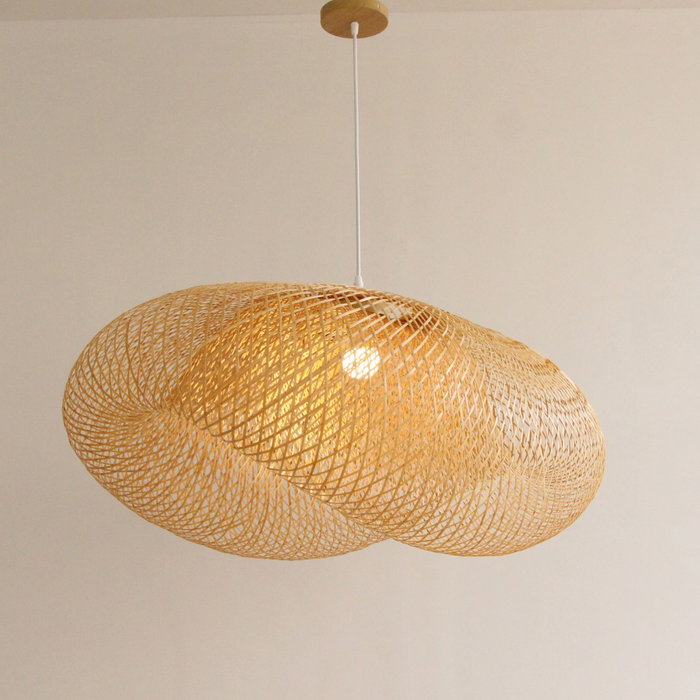 DKD Home Decor Lampara Techo Balines Natural Bambu 60 x 45 x 105 cm Hecho a Mano E27