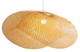 DKD Home Decor Lampara Techo Balines Natural Bambu 60 x 45 x 105 cm Hecho a Mano E27