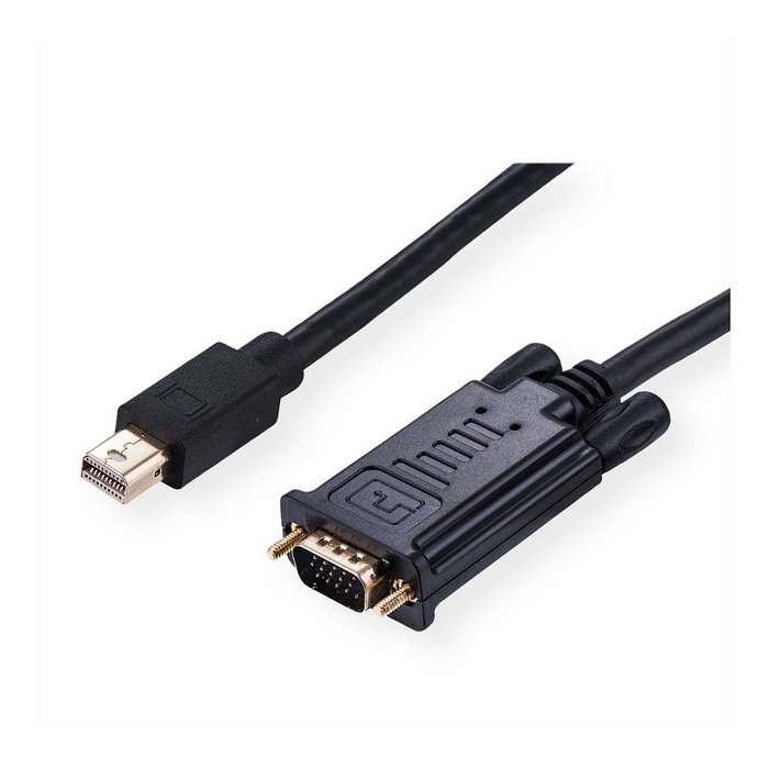 ROLINE Kabel Mini DisplayPort a VGA (Mini DP a VGA) 1.5 m Negro Adaptador HD 1080p 1920x1080 60 Hz Plug and Play