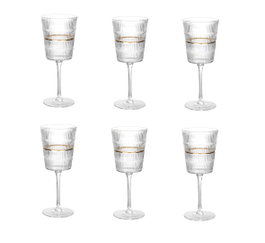 DKD Home Decor Set de 6 Copas de Cristal Rayadas 355ml
