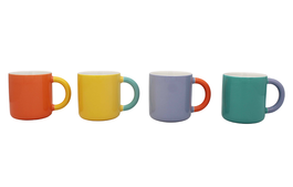 DKD Home Decor Mug Moderno Porcelana Naranja Turquesa 350ml 7.5 x 9 x 8.4 cm (12 Unidades)