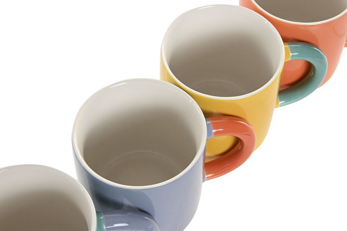 DKD Home Decor Mug Moderno Porcelana Naranja Turquesa 350ml 7.5 x 9 x 8.4 cm (12 Unidades)
