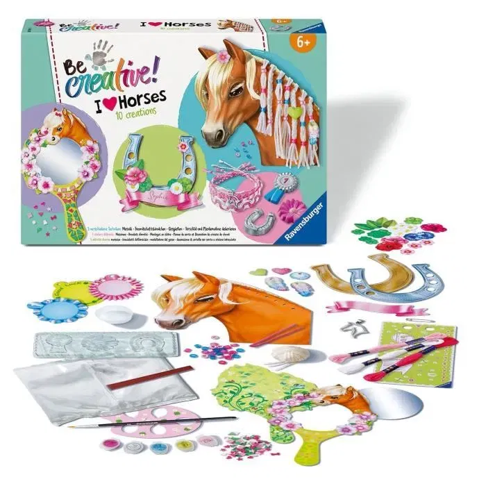 Ravensburger Be Creative Horse - Kit Multiactividad Caballos, 10 Creaciones, Actividad Relajante y Creativa, Edad 7 - 238751