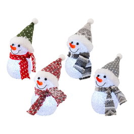 Lumineo Muñeco de nieve con microled, modelos variados, Ø6 x 16 cm