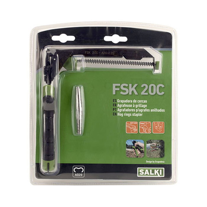 Salki 3301310 Grapadora de Cercas FSK 20C Hobby, Alicate para Cercas con Cargador, Mango Ergonómico y Cortador de Alambre Incorporado Salki 3301310 Grapadora de Cercas FSK 20C Hobby, Alicate para Cercas con Cargador, Mango Ergonómico y Cortador de Alambre Incorporado