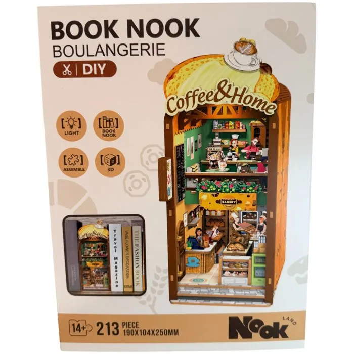 Kit de Bricolaje Book Nook para Construir Sujetalibros 3D Panadería Nookland - 10 x 19 x 29 cm - AACNT78705