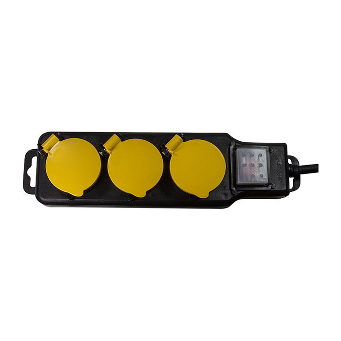 LogiLink Regleta de enchufes para exterior con 3 tomas de seguridad, interruptor e IP44, negro